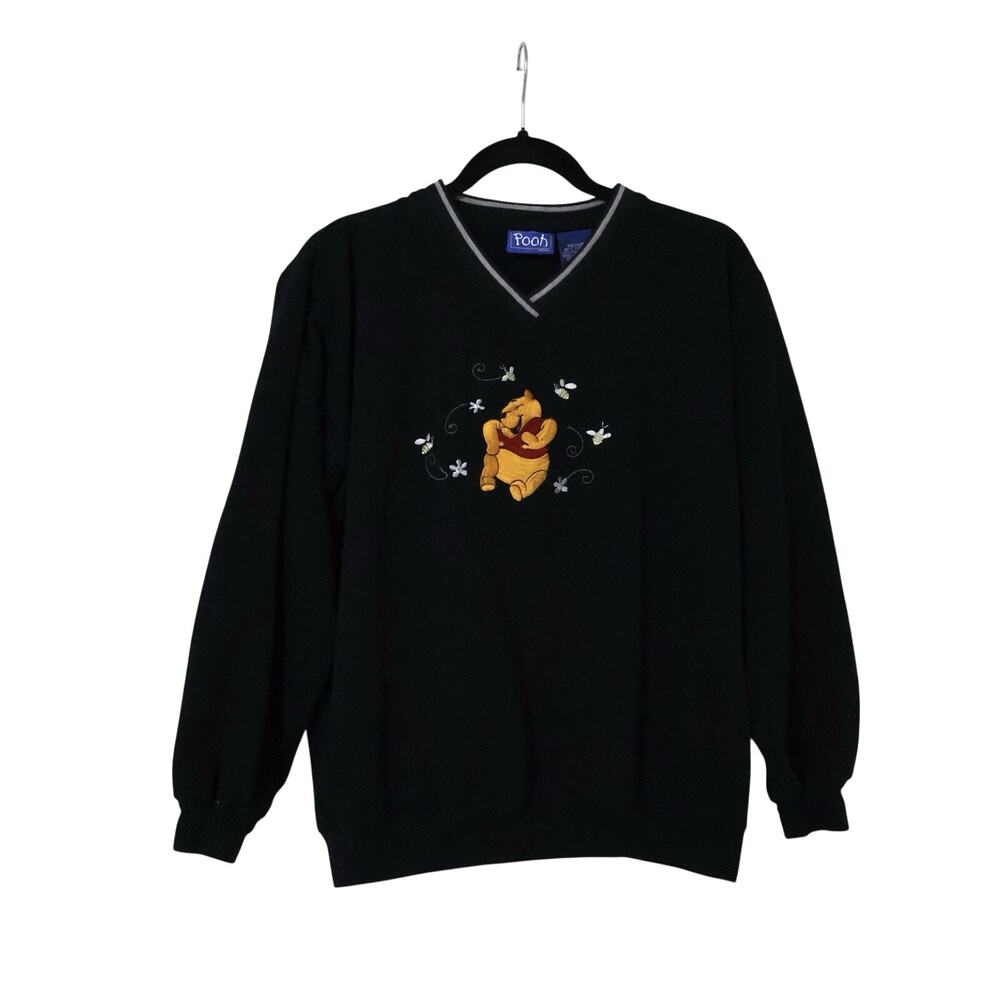 Vintage Disney Winnie the Pooh Embroidered Black Crewneck Sweatshirt S 90s